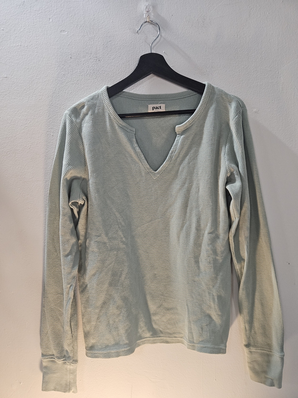 Pact Waffle Knit V-Neck Long Sleeve Shirt